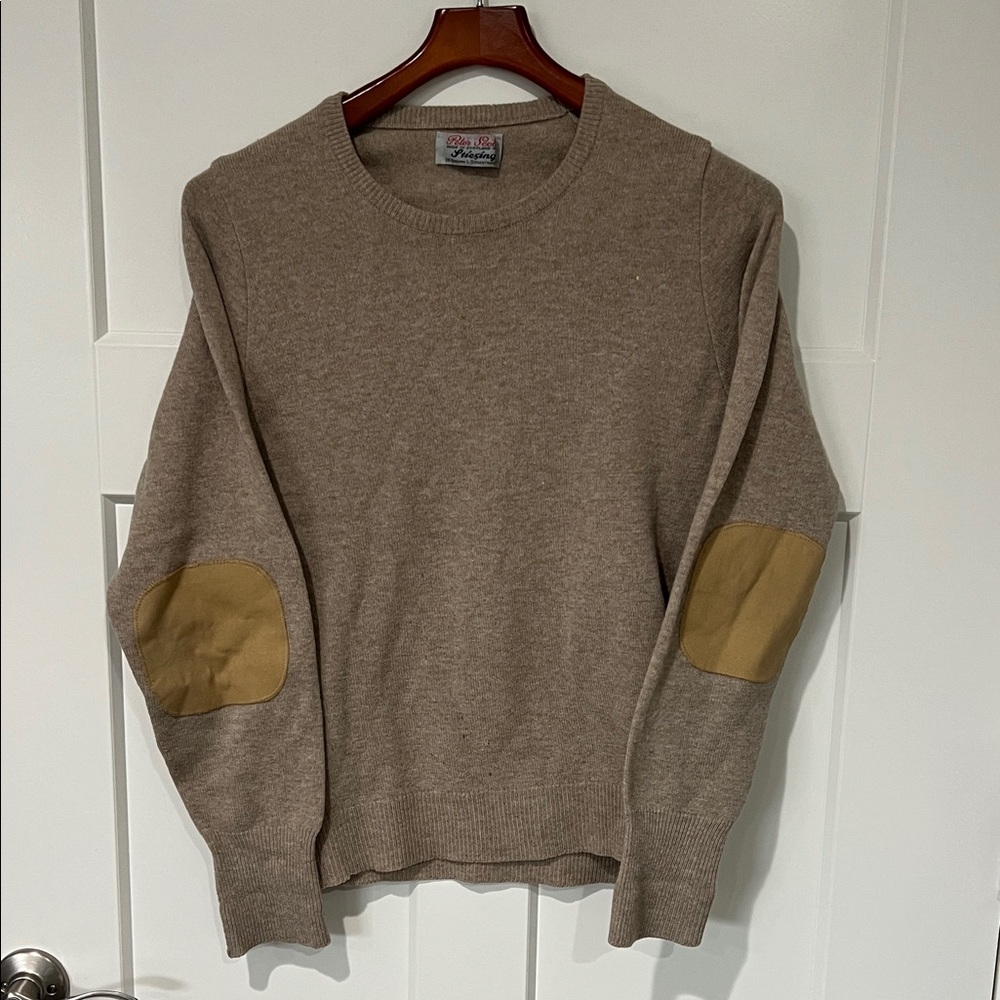 Vintage Peter Scott Wool Made in Scotland Beige Sweater with Elbow Patches Sz M